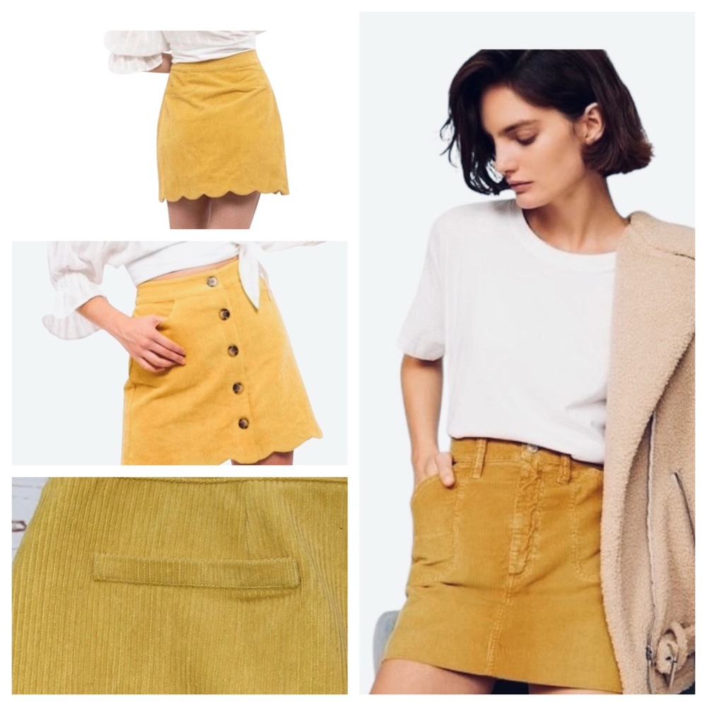 Blu Pepper Women's
Corduroy Mustard Yellow Skirt